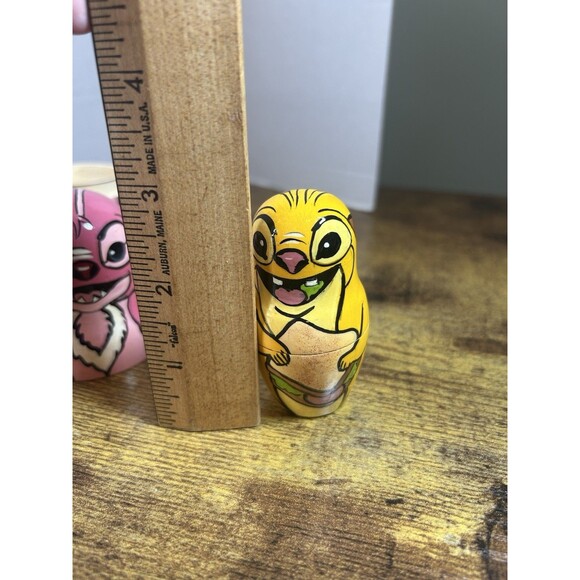Disney Lilo Stitch Wooden Nesting Dolls Hand Painted Set 7.5 Inch Tall - Picture 6 of 11